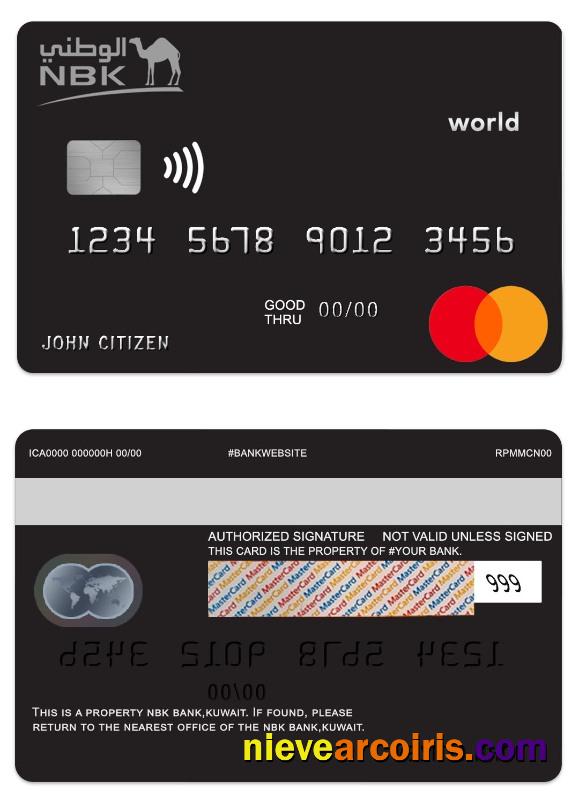 Kuwait NBK Bank world mastercard